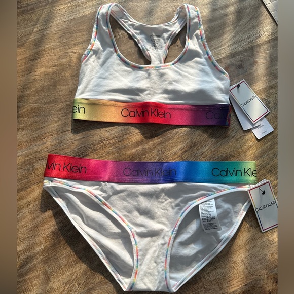 🌈NWT🌈Calvin Klein Modern Cotton Pride Bralette & Bikini Brief Set - Picture 9 of 16